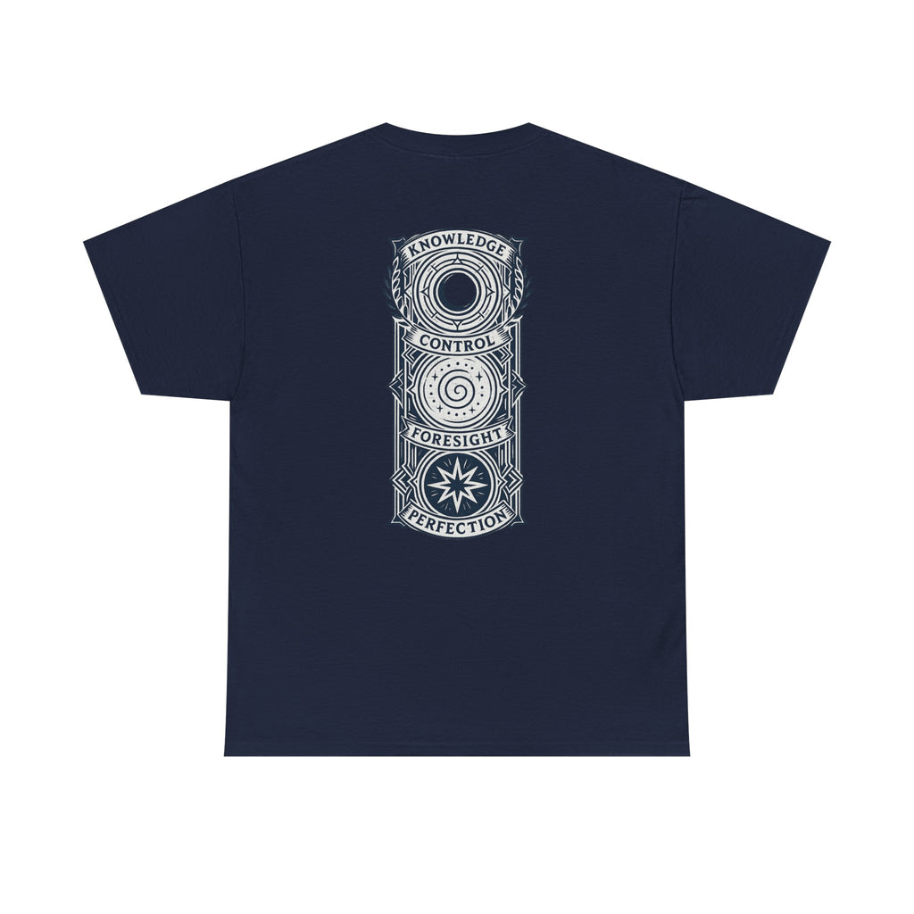 Blue Mana Emblem T-Shirt — Knowledge • Control • Foresight • Perfection