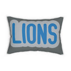 Lions Throw Pillow - Blue & Silver Football Fan Cushion, Game Day Home Décor, Sports Gift