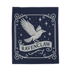 Ravenclaw Emblem Velveteen Plush Blanket | Midnight Blue Celestial Throw