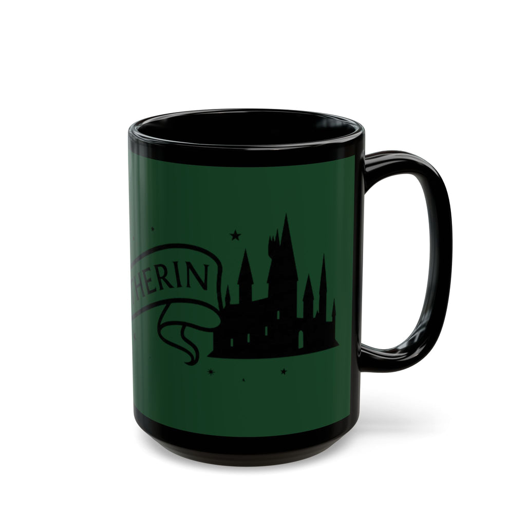 Slytherin Snake Inspired Castle Mug, Black Ceramic Coffee Cup