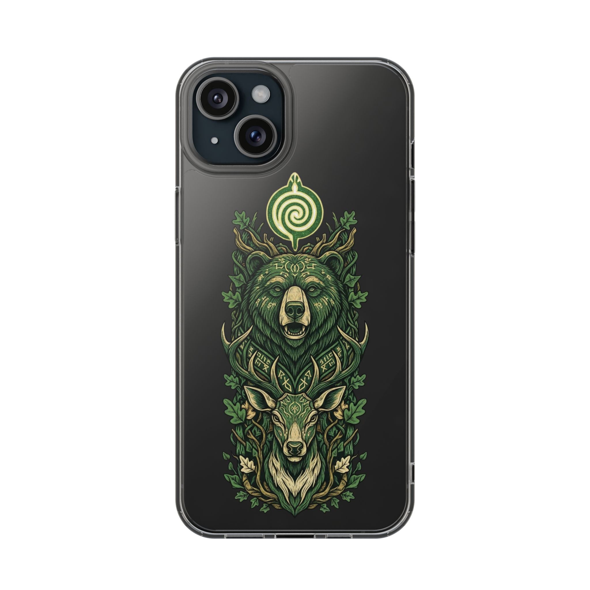 Phone Case — Forest Spirit Bear & Stag Clear Impact‑Resistant Case