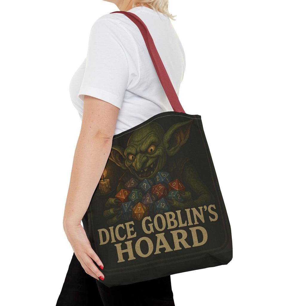 Dice Goblin's Hoard Tote Bag, Fantasy Tote, D&D Accessory, Gamer Gift, Bag for Dice, RPG Fan Tote, Geek Chic, Roleplaying Bag