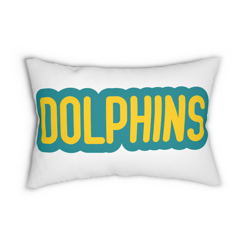 Dolphins Throw Pillow - Aqua & Orange Football Fan Cushion, Game Day Home Décor, Sports Gift