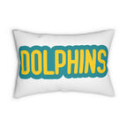 Dolphins Throw Pillow - Aqua & Orange Football Fan Cushion, Game Day Home Décor, Sports Gift