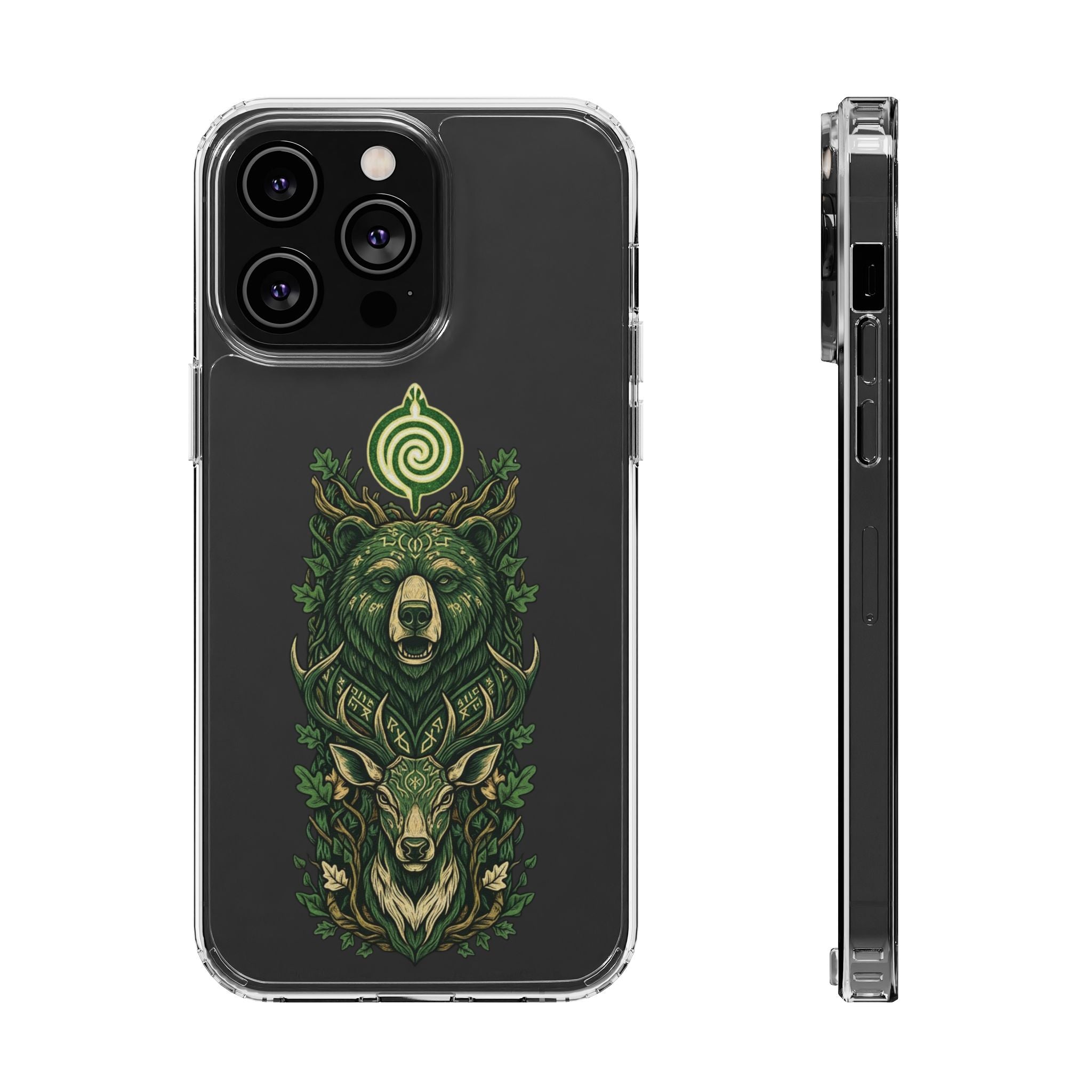 Phone Case — Forest Spirit Bear & Stag Clear Impact‑Resistant Case