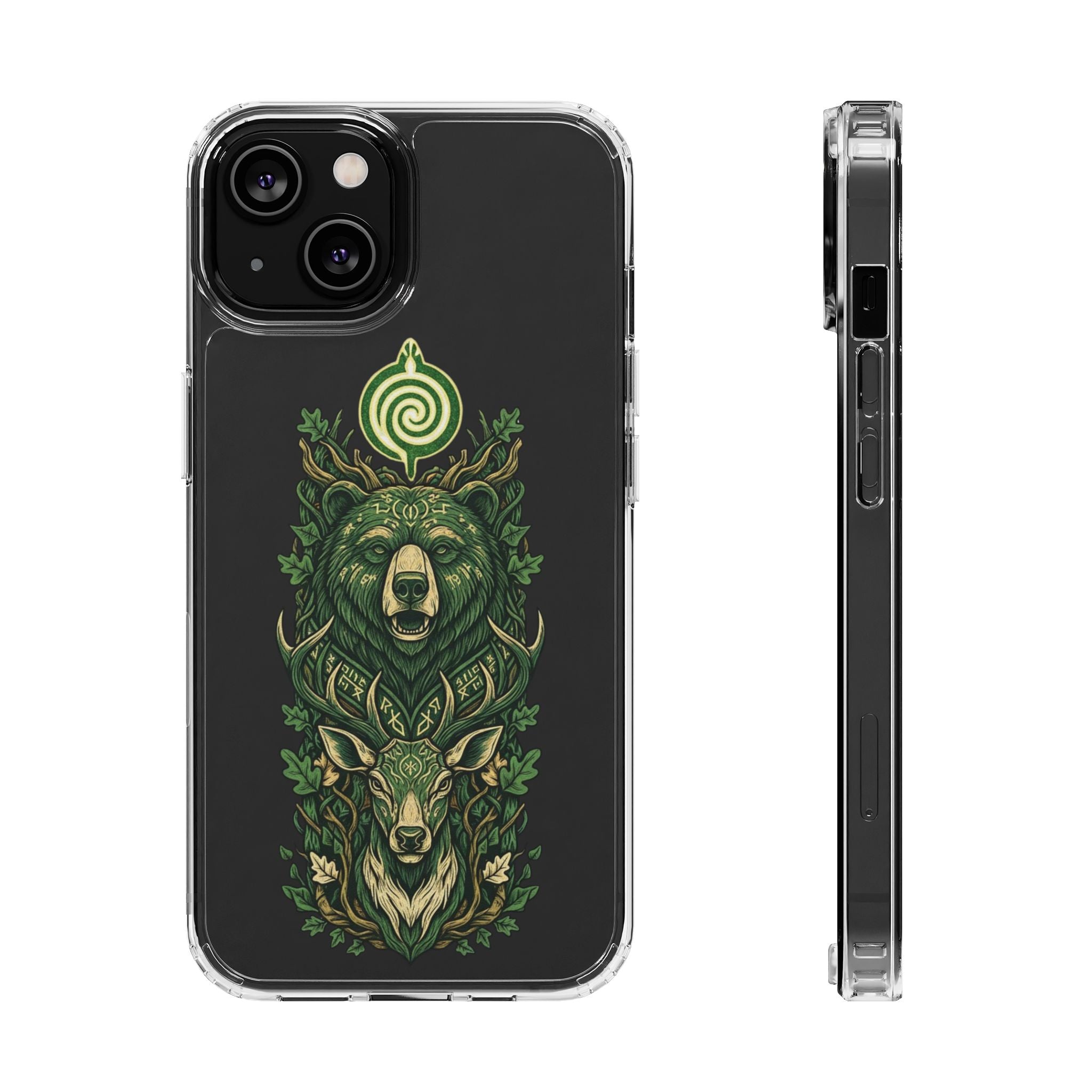 Phone Case — Forest Spirit Bear & Stag Clear Impact‑Resistant Case