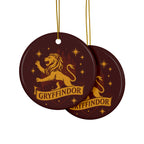 Gryffindor Lion Ceramic Ornament | Round Double-Sided Hogwarts House