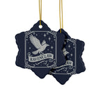 Ravenclaw Crest Inspired Ceramic Ornament | Blue & Silver Christmas Decor | Magic House Decor