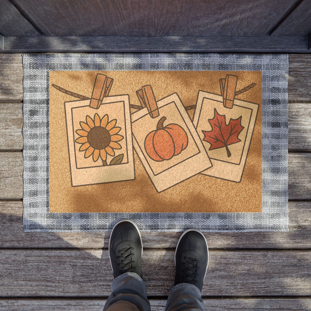 Autumn Harvest Doormat - Sunflower, Pumpkin and Maple Leaf Design