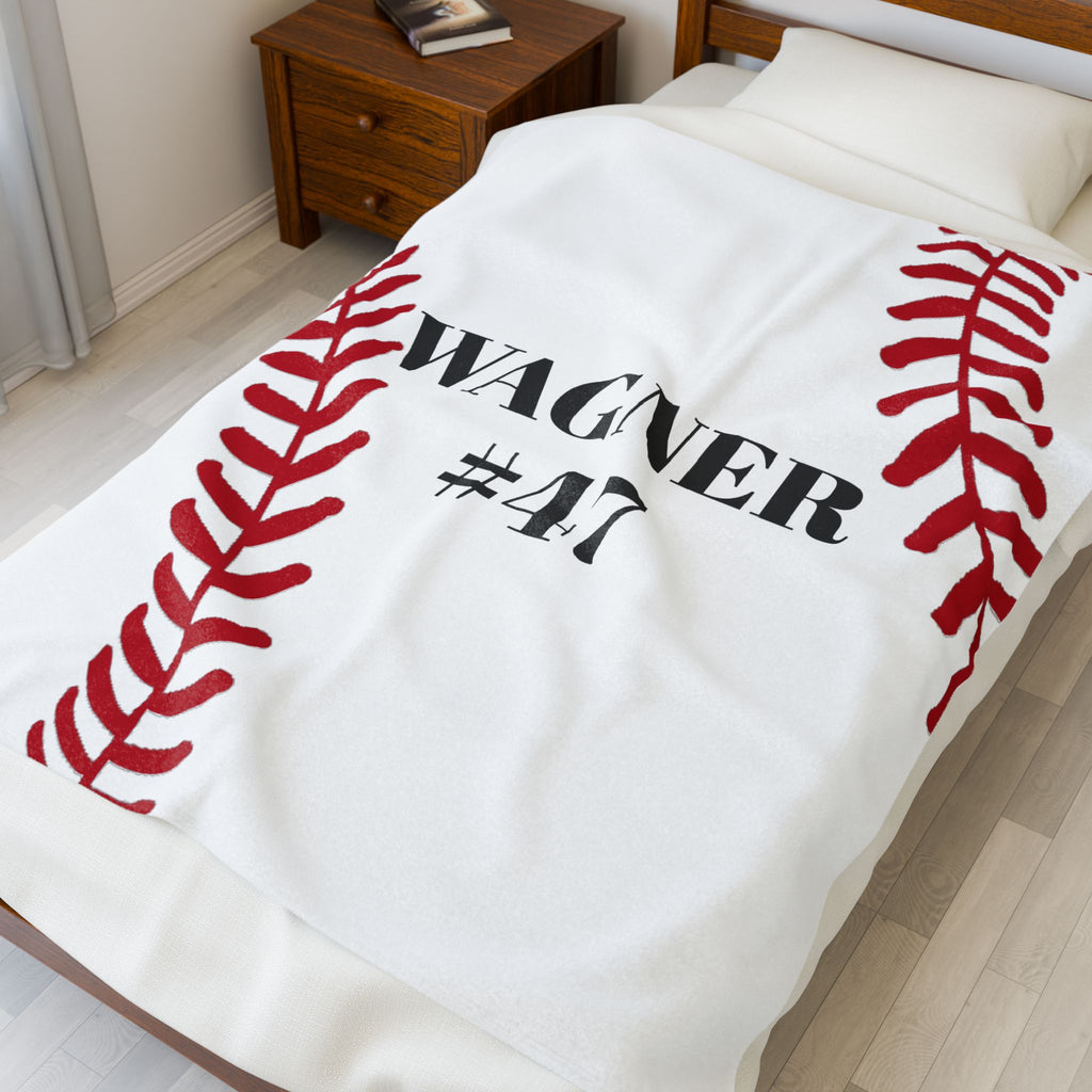 Personalized Baseball Player Last Name Number Gift, Custom Sports Blanket, Team Fan Coach Gift, Baseball Player gift