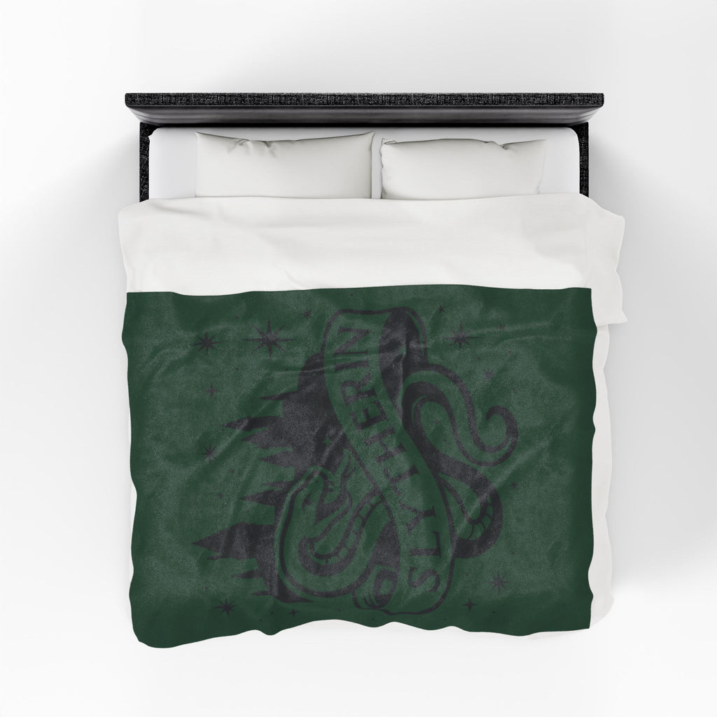 Slytherin Crest Inspired Velveteen Plush Blanket