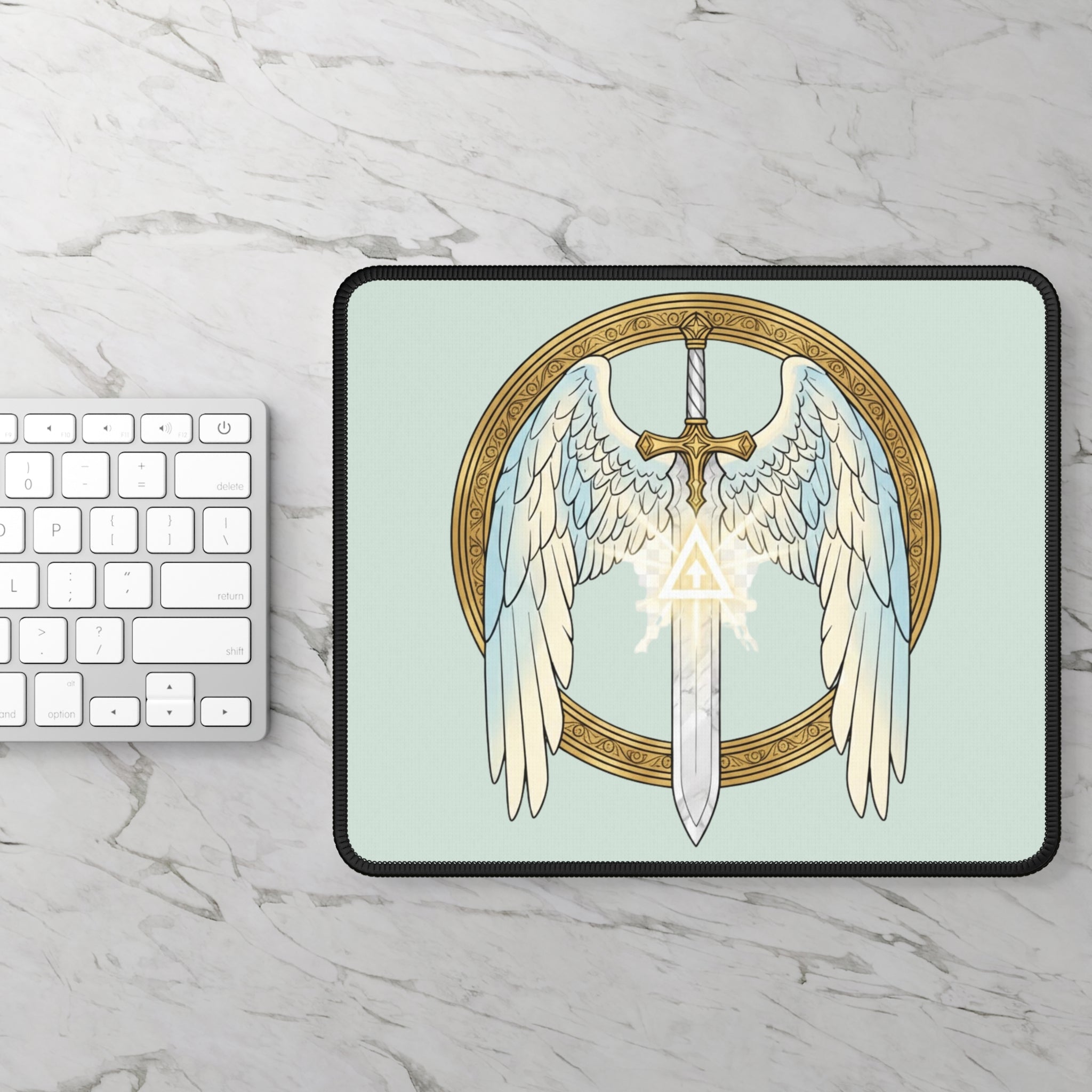 White Mana Gaming Mouse Pad – Magic the Gathering Inspired | RPG Desk Mat | Gamer Setup Accessory | Order & Protection Design