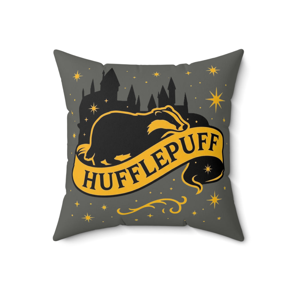 Hufflepuff Throw Pillow | Hogwarts House Decor | Harry Potter Inspired Badger Cushion | Magic School Gift | House Crest Throw Pillow