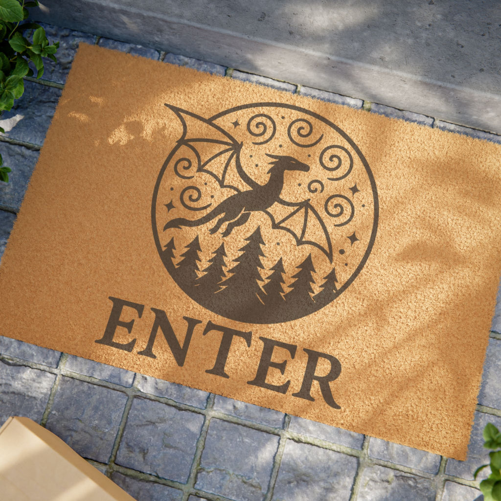Magical Dragon Doormat | Enter with Enchantment, Welcome Mat, DnD Home Decor, Fantasy Gift, RPG Tabletop Gift, Geeky Housewarming