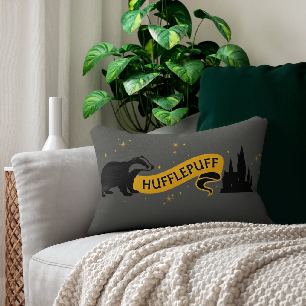 Hufflepuff Badger Lumbar Pillow | Hogwarts Castle Yellow & Charcoal