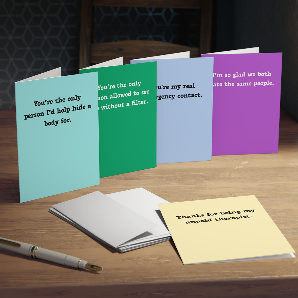 Funny Sarcastic Greeting Cards — Silly Best Friend Card Set (5-Pack)