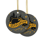 Hufflepuff Badge Ceramic Ornament |Yellow & Black Harry Potter Christmas Decor | Loyal and True Gift