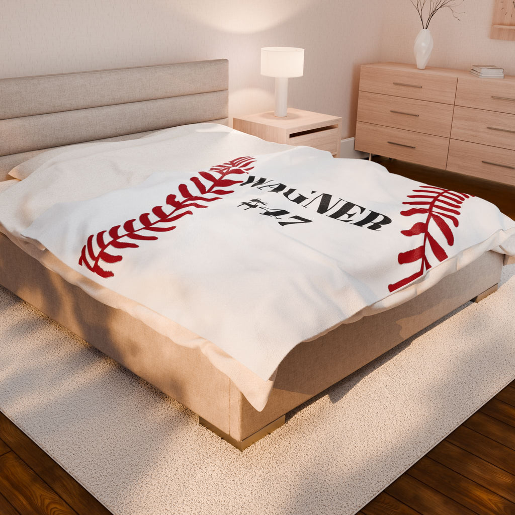 Personalized Baseball Player Last Name Number Gift, Custom Sports Blanket, Team Fan Coach Gift, Baseball Player gift