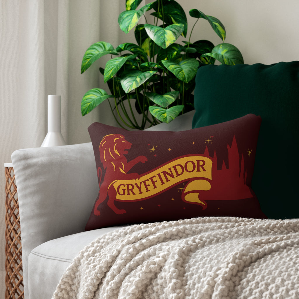 Gryffindor Banner Lumbar Pillow | Lion House Crest Pillow | Harry Potter Inspired
