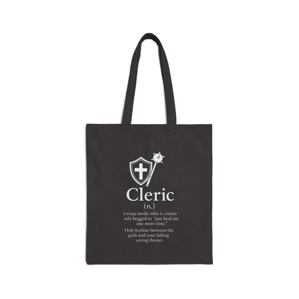 Cleric Canvas Tote Bag, DnD Reusable Canvas Bag for Tabletop Gamers, RPG Players, and Fantasy Fans, Gift for Gamers, DnD Accessories