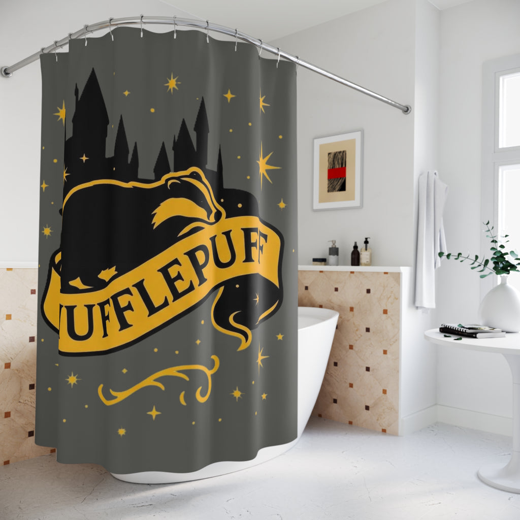 Hufflepuff Shower Curtain | Badger House Bathroom Decor | Wizarding World Bath | Loyalty & Patience Gift