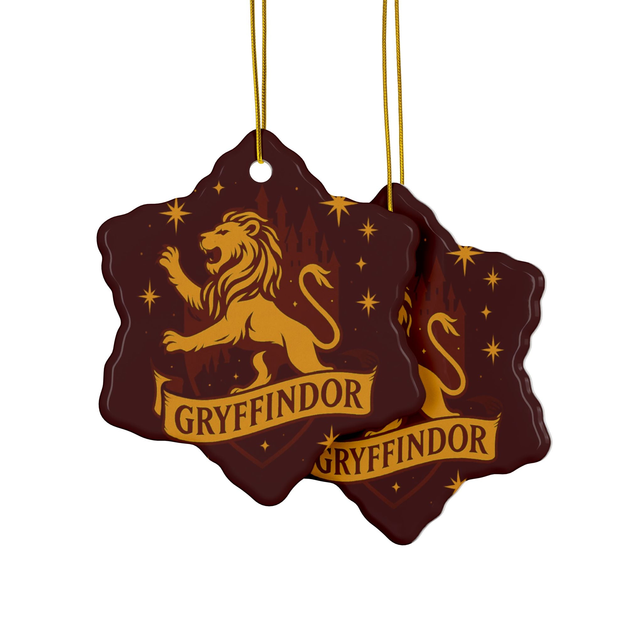 Gryffindor Lion Ceramic Ornament | Round Double-Sided Hogwarts House