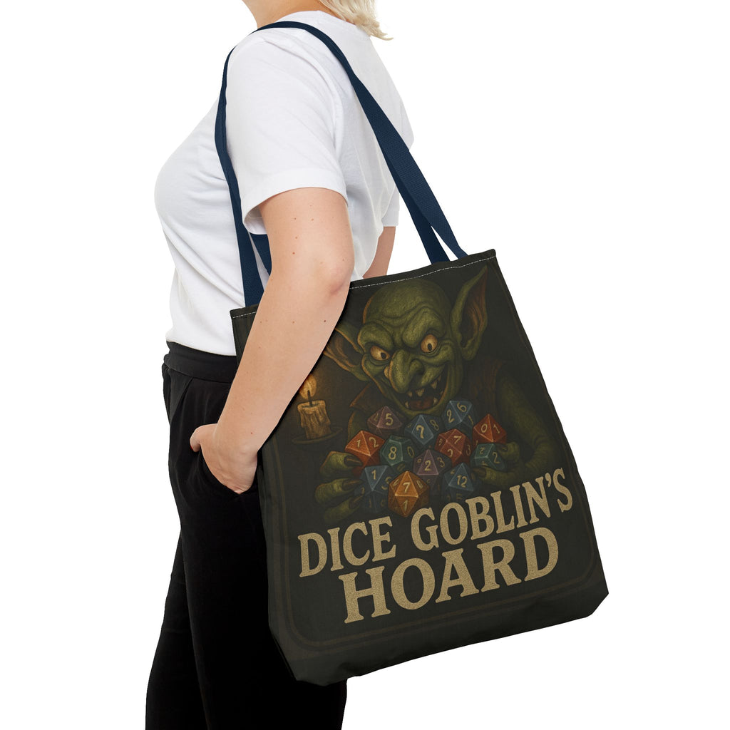 Dice Goblin's Hoard Tote Bag, Fantasy Tote, D&D Accessory, Gamer Gift, Bag for Dice, RPG Fan Tote, Geek Chic, Roleplaying Bag