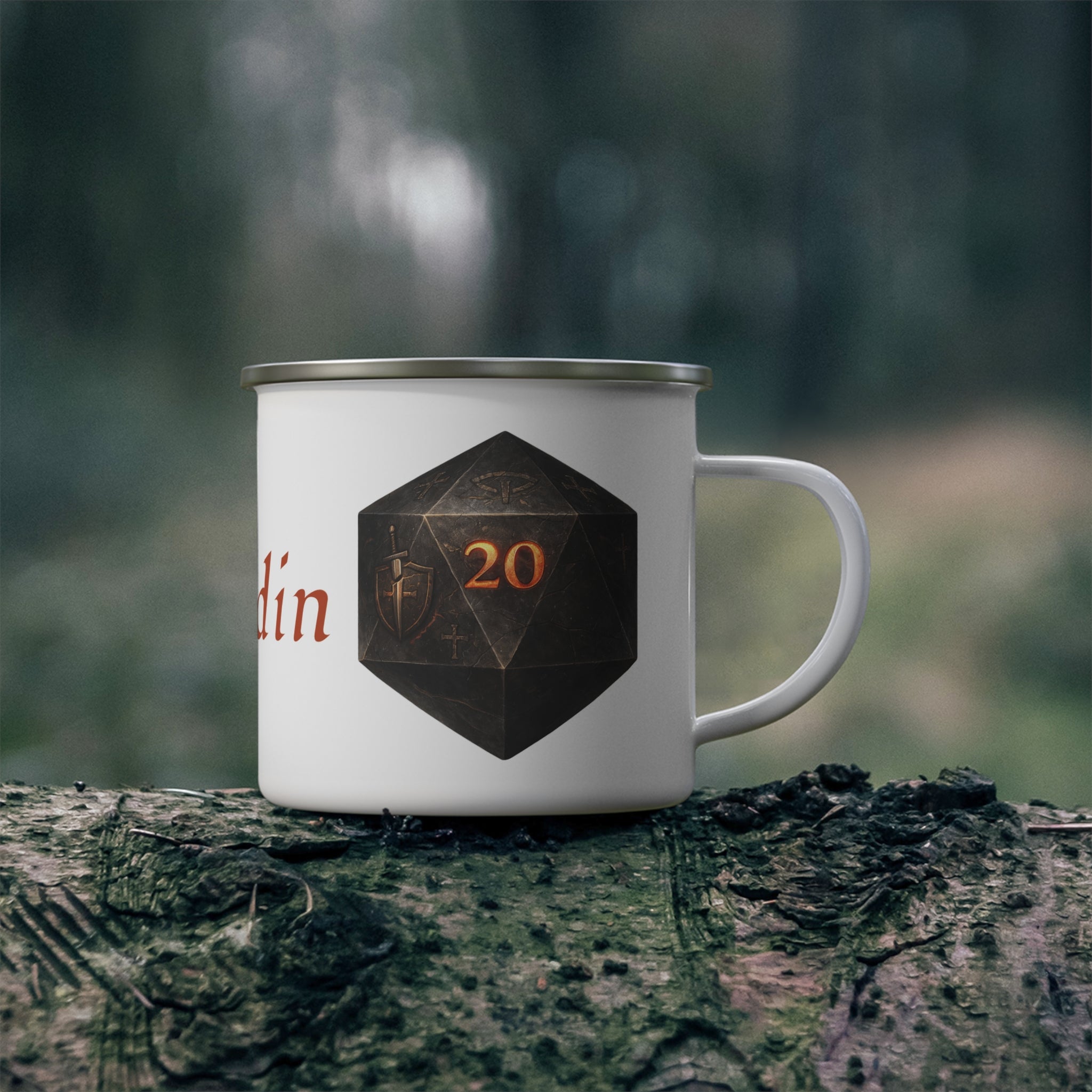 Paladin D20 Enamel Mug — Oathbound Resolve