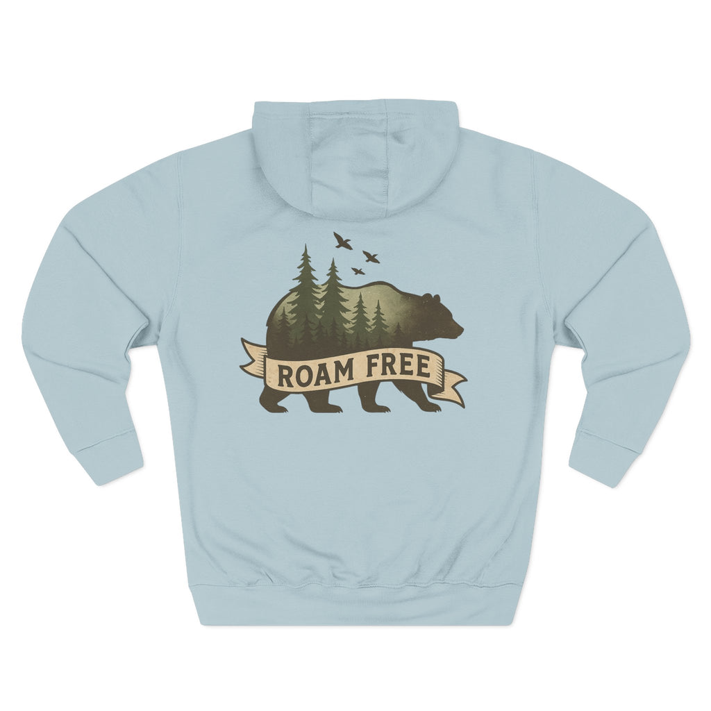 Bear Graphic Fleece Hoodie, Unisex Outdoor Adventure Sweatshirt, Wilderness Cabin Camping Gift, Nature Lover Hiking Apparel, Cozy Mountain