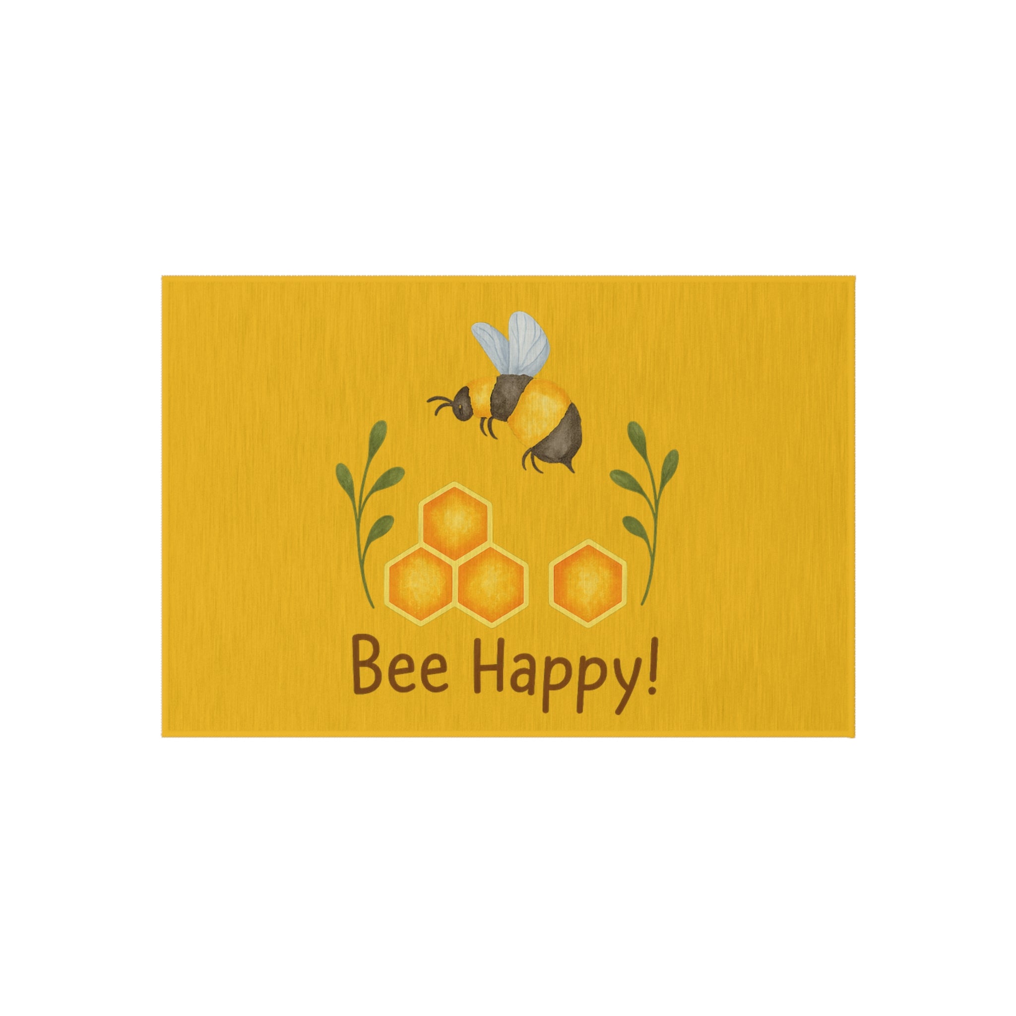 Bee Happy Outdoor Rug, Bee Decor, Garden Mat, Porch Rug, Spring Decoration, Outdoor Patio Accent