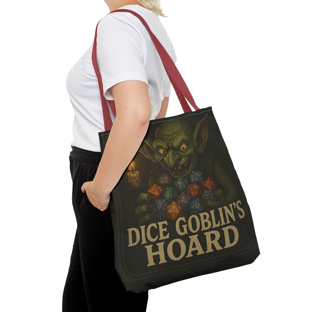 Dice Goblin's Hoard Tote Bag, Fantasy Tote, D&D Accessory, Gamer Gift, Bag for Dice, RPG Fan Tote, Geek Chic, Roleplaying Bag