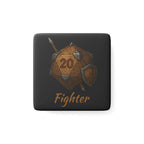 Fighter D20 Porcelain Magnet — RPG Dice & Sword Gaming Magnet