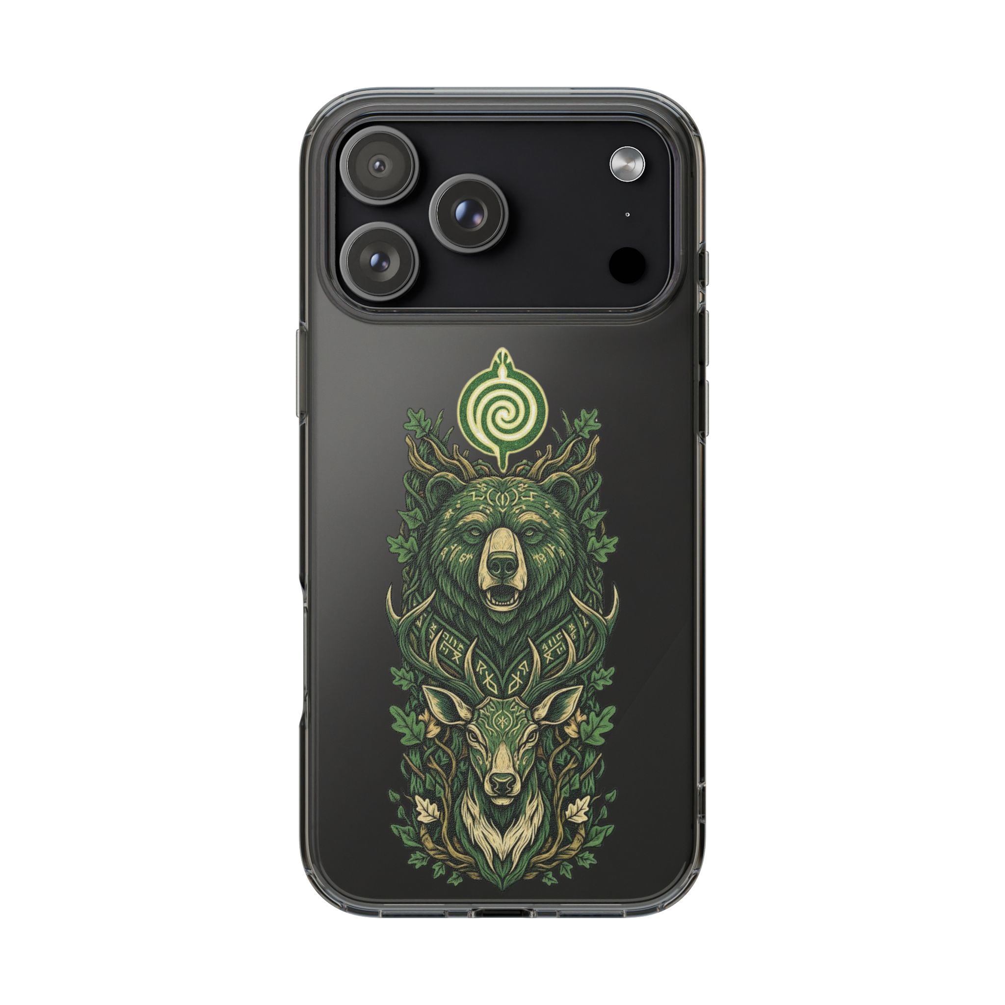 Phone Case — Forest Spirit Bear & Stag Clear Impact‑Resistant Case