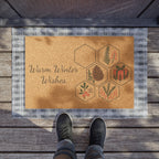 Warm Winter Wishes Doormat| Holiday Front Porch Decor| Christmas Welcome Mat| Rustic Winter Entry Rug | Gift for Homeowners, Christmas Gift