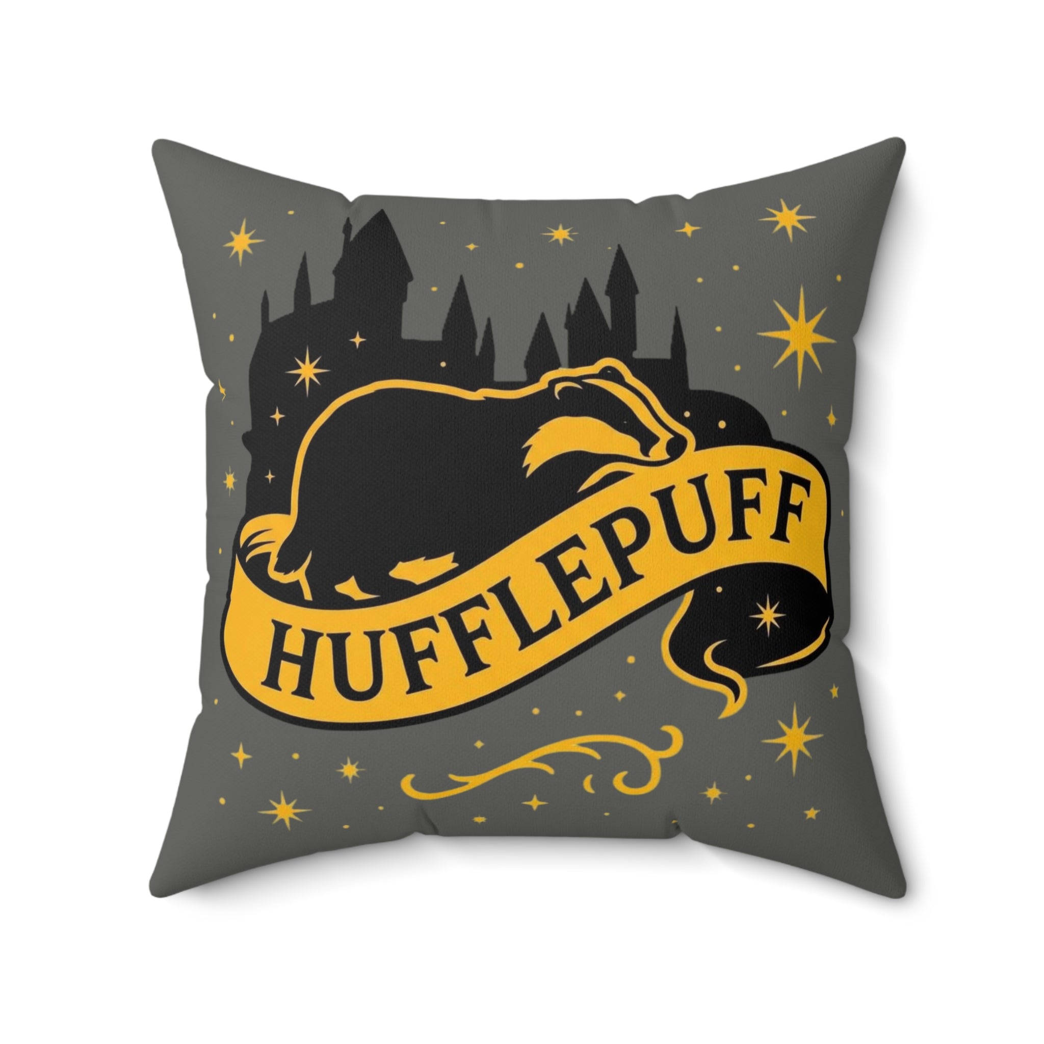 Hufflepuff Throw Pillow | Hogwarts House Decor | Harry Potter Inspired Badger Cushion | Magic School Gift | House Crest Throw Pillow
