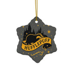 Hufflepuff Badge Ceramic Ornament |Yellow & Black Harry Potter Christmas Decor | Loyal and True Gift