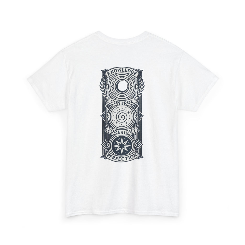 Blue Mana Emblem T-Shirt — Knowledge • Control • Foresight • Perfection