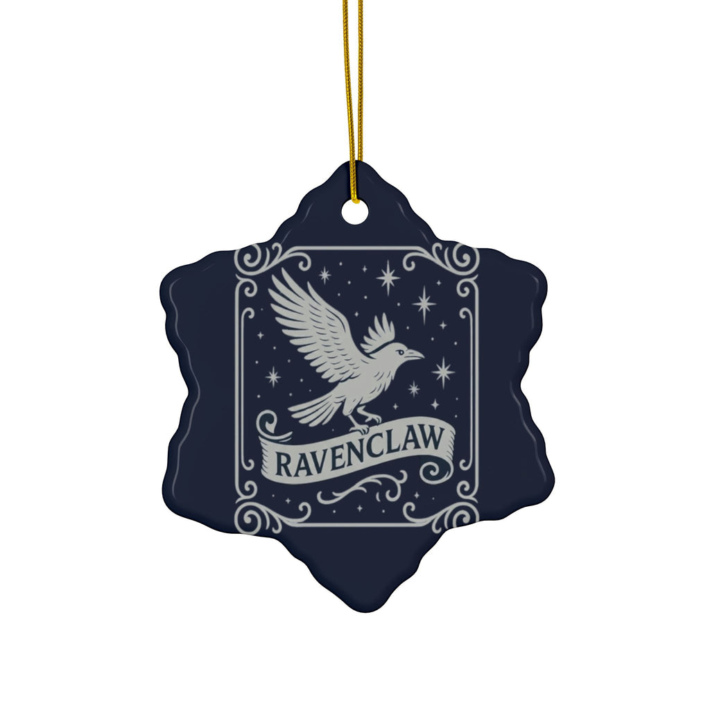 Ravenclaw Crest Inspired Ceramic Ornament | Blue & Silver Christmas Decor | Magic House Decor