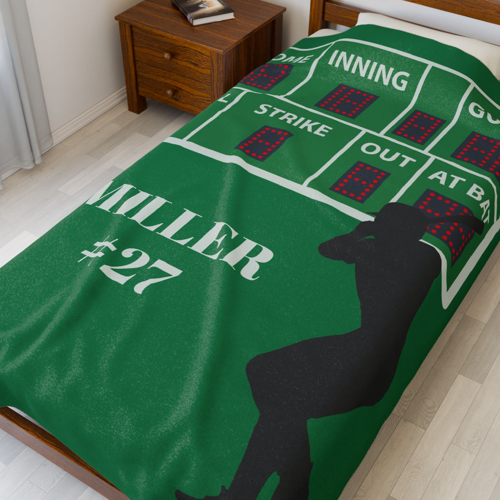 Baseball Blanket, Personalized Sports Team Gift, Last Name and Number, Player Fan Grandparents Parents, Custom Soft Plush Throw, Team Spirit