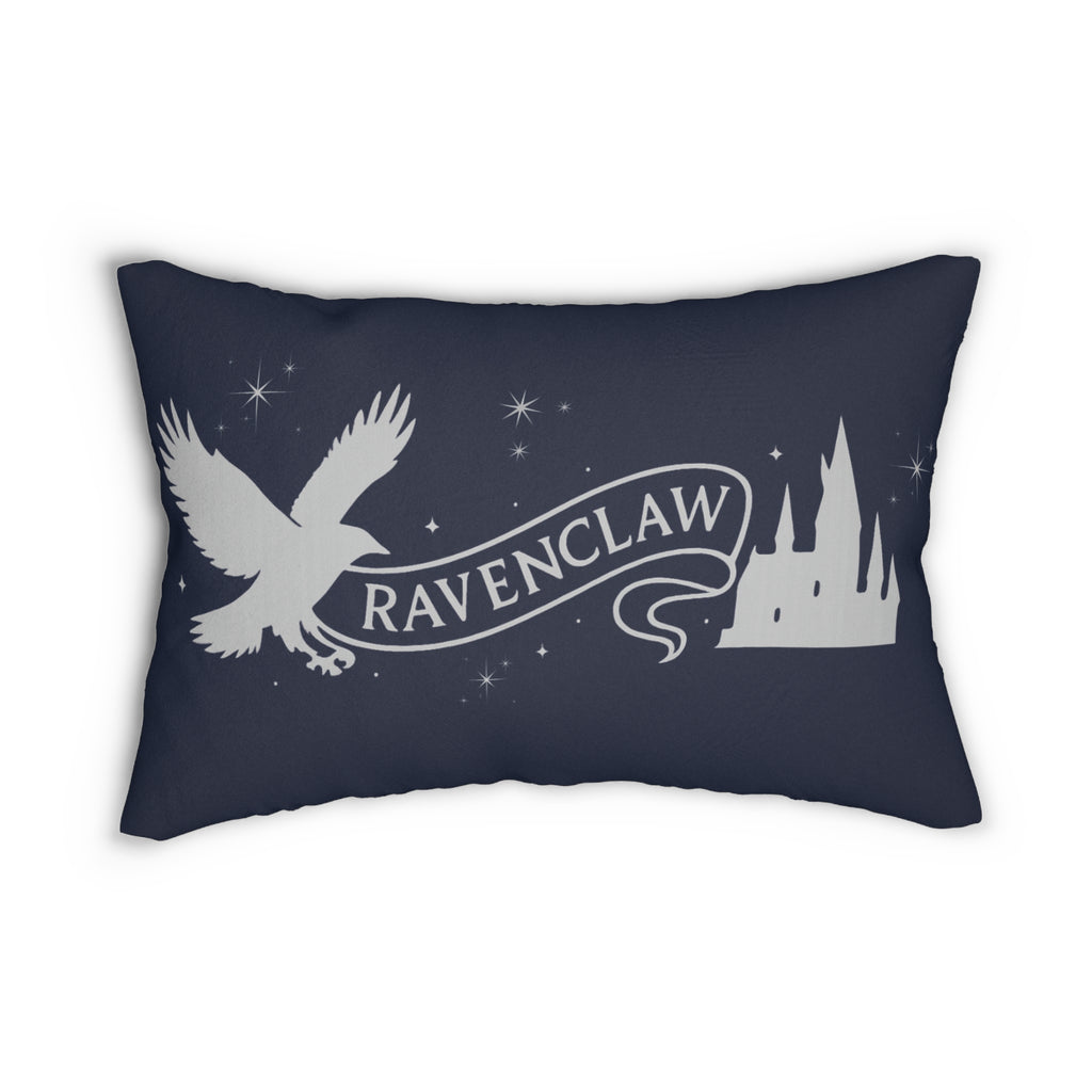 Ravenclaw Inspire Emblem Navy Lumbar Pillow | House Crest Banner, Silver Crest Design