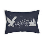 Ravenclaw Inspire Emblem Navy Lumbar Pillow | House Crest Banner, Silver Crest Design