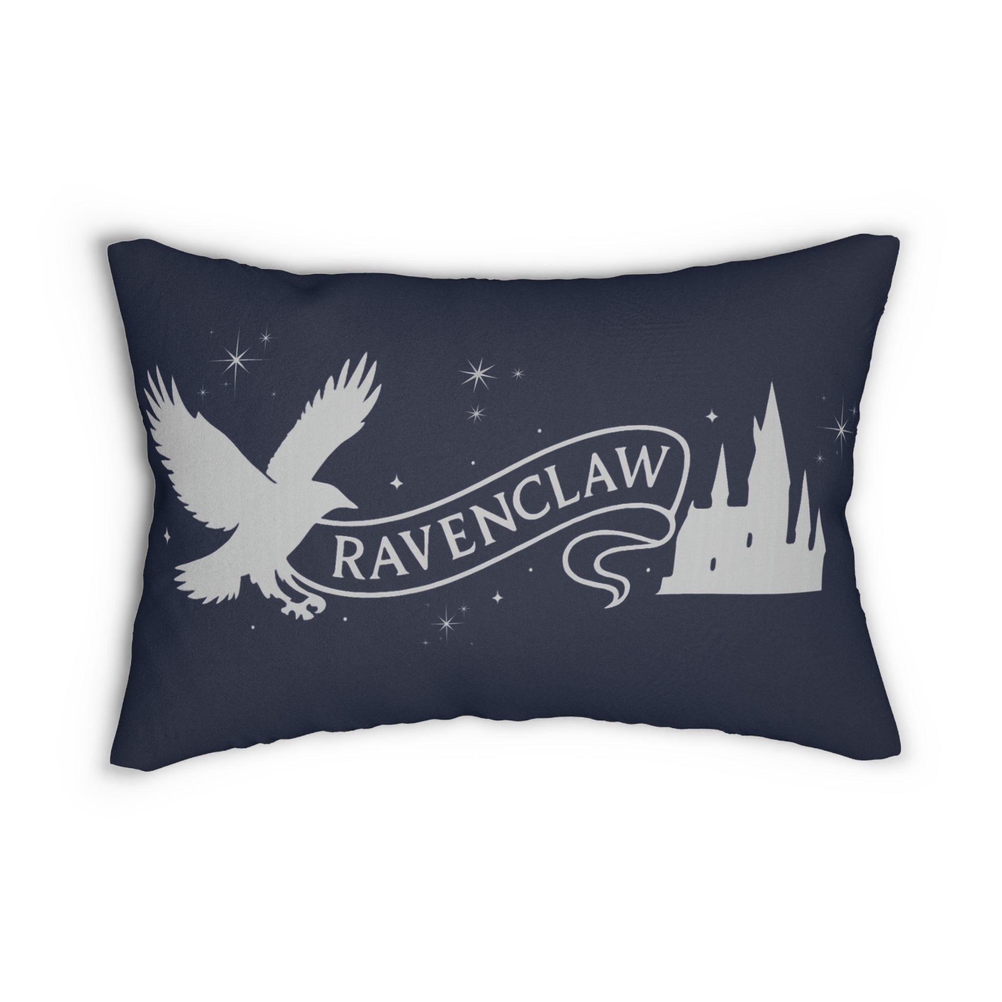 Ravenclaw Inspire Emblem Navy Lumbar Pillow | House Crest Banner, Silver Crest Design