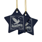 Ravenclaw Crest Inspired Ceramic Ornament | Blue & Silver Christmas Decor | Magic House Decor