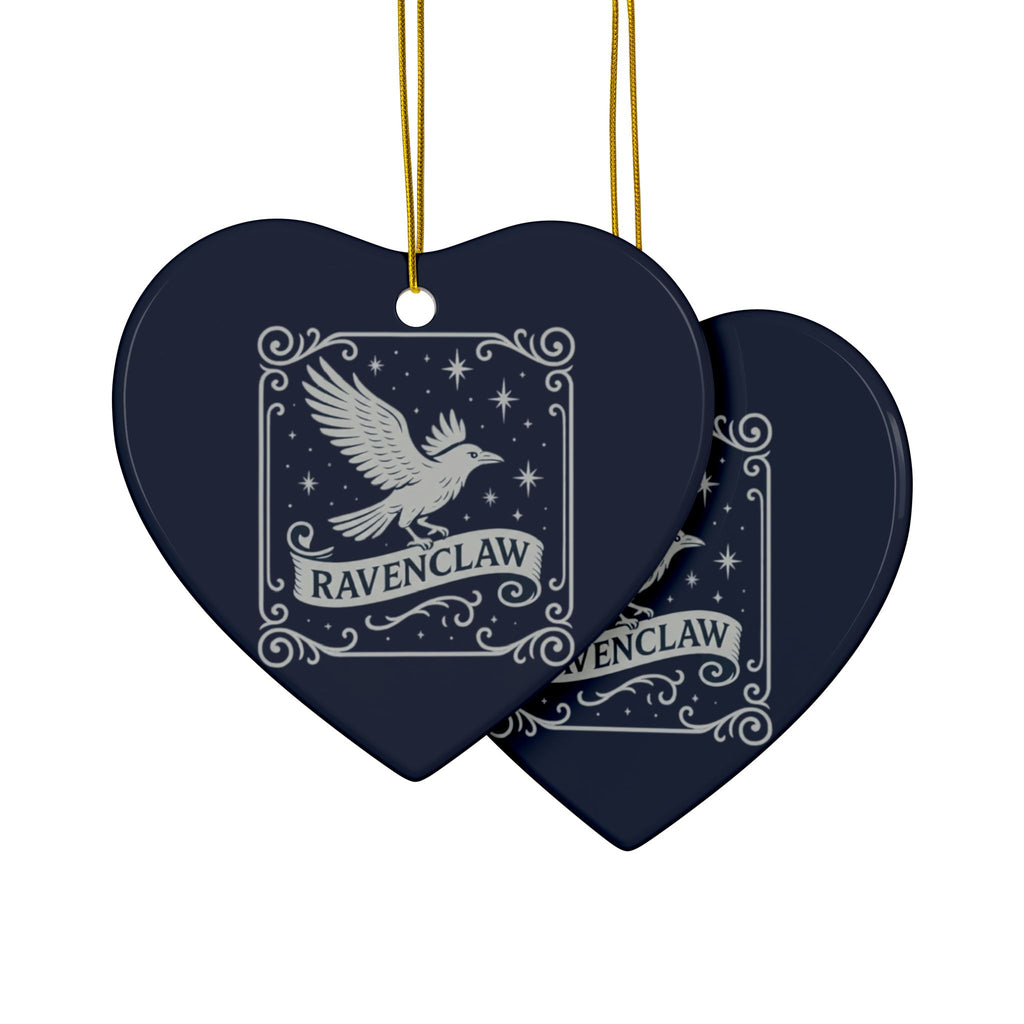 Ravenclaw Crest Inspired Ceramic Ornament | Blue & Silver Christmas Decor | Magic House Decor
