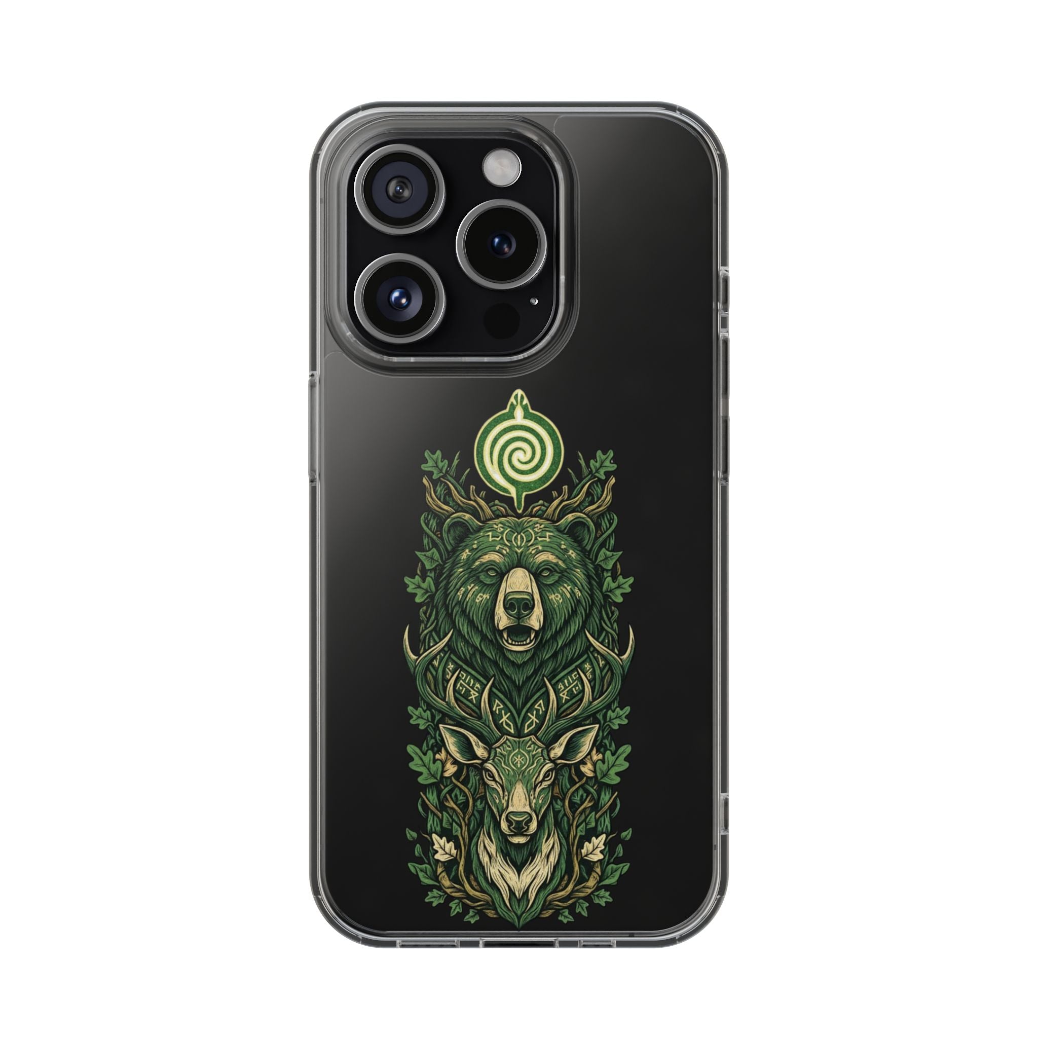 Phone Case — Forest Spirit Bear & Stag Clear Impact‑Resistant Case