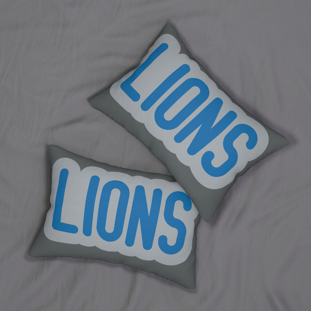 Lions Throw Pillow - Blue & Silver Football Fan Cushion, Game Day Home Décor, Sports Gift