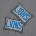 Lions Throw Pillow - Blue & Silver Football Fan Cushion, Game Day Home Décor, Sports Gift