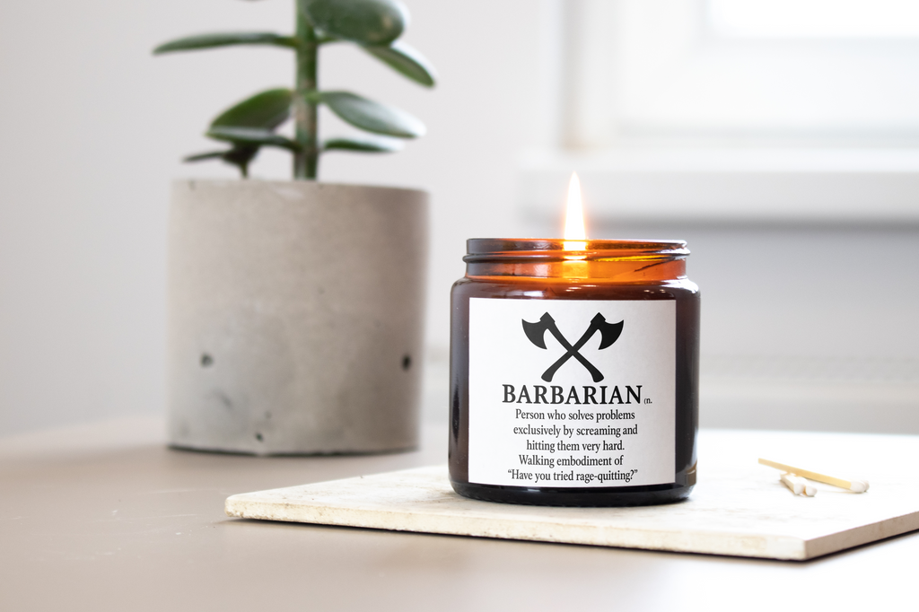 Barbarian Candle | DnD Gift | Dungeons and Dragons Candle | Funny Gamer Candle | TTRPG Gift | Dungeon Master Gift | Tabletop RPG Decor