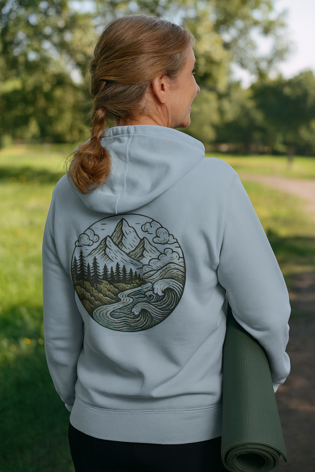 Mountain Adventure Three-Panel Fleece Hoodie, Passport to Adventure Design, Hiking Gift, Unisex Sizes S-3XL, Soft Comfort, Kangaroo Pocket,