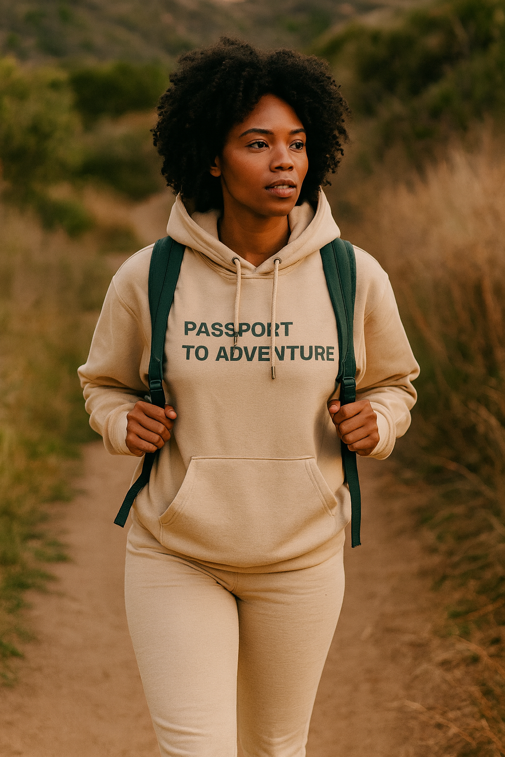 Mountain Adventure Three-Panel Fleece Hoodie, Passport to Adventure Design, Hiking Gift, Unisex Sizes S-3XL, Soft Comfort, Kangaroo Pocket,